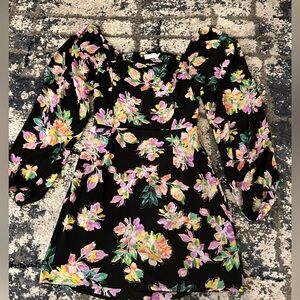 Lush Floral Puff Long Sleeved Dress